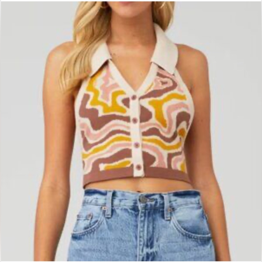 KRIPT Swoosh Knit Top NWOT Size S